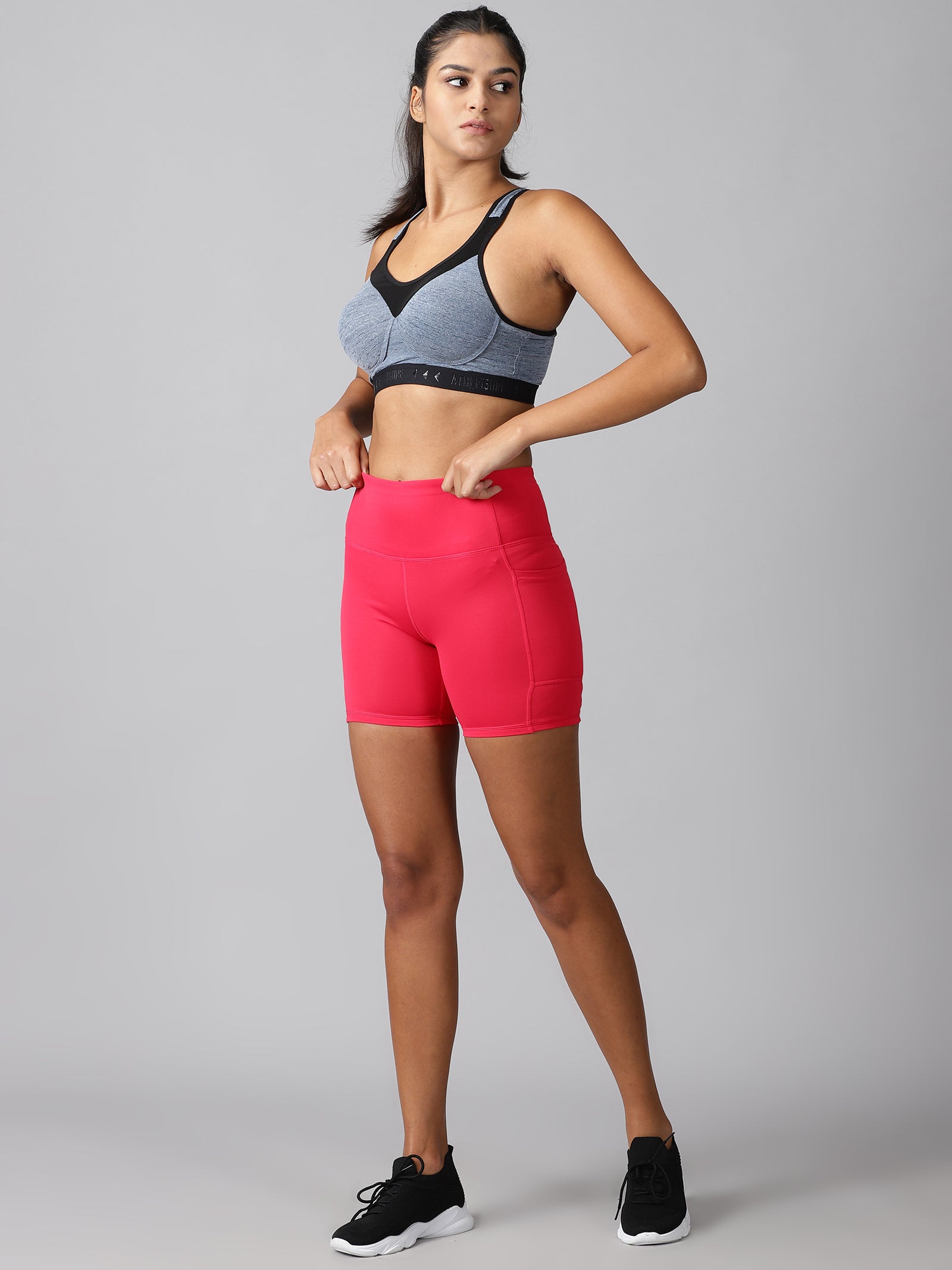 Cerise Pink training shorts with side pockets