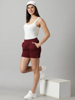 Load image into Gallery viewer, Burgundy High-rise French Terry shorts
