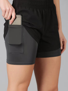 Black & Grey 2-in-1 Run Short