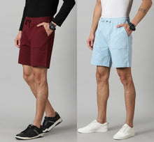 Pack of 2 Men’s French Terry shorts - Burgundy & Powder Blue