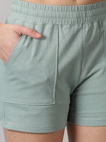 Load image into Gallery viewer, Sage Green High-rise French Terry shorts
