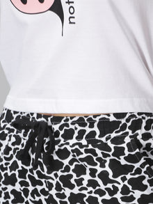 Cow-Print Top & Shorts Set