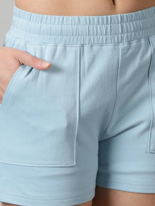 Pack of 2 French Terry shorts - Sage & Powder Blue