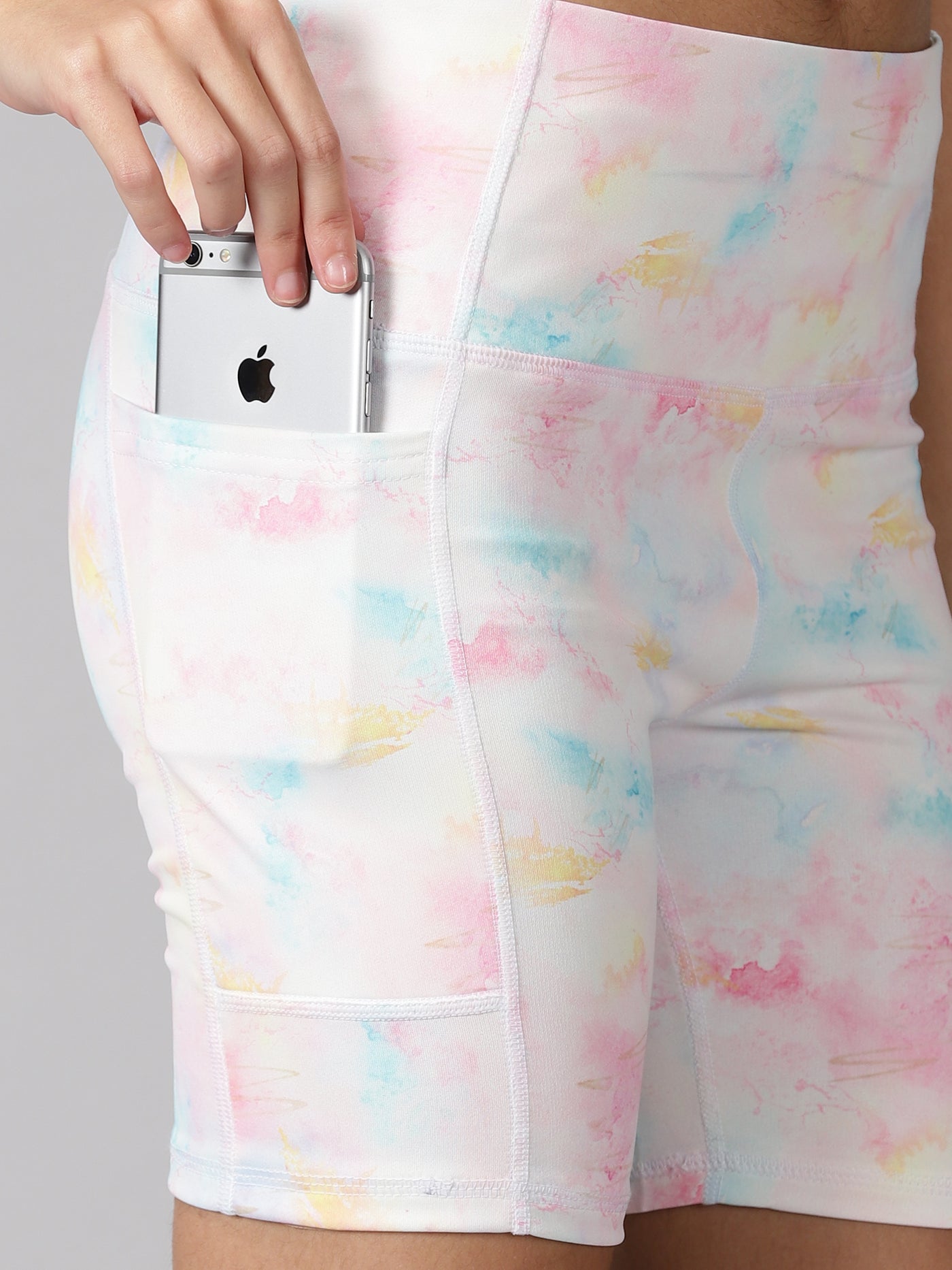 Tie dye yoga shorts with side pockets