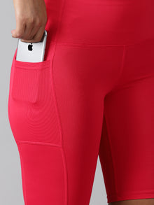 Cerise Pink cycling shorts with side pockets