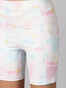 Tie dye yoga shorts with side pockets