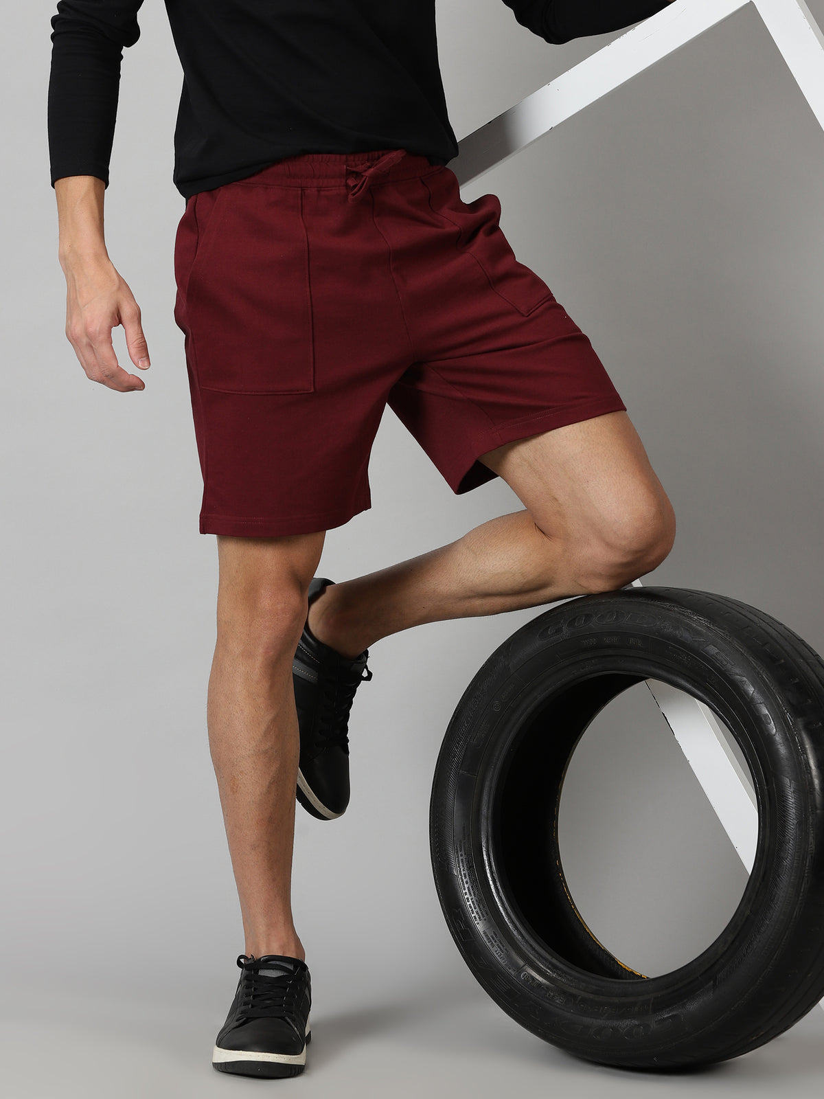 Pack of 2 Men’s French Terry shorts - Sage & Burgundy