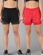 Load image into Gallery viewer, Run Shorts Combo: Black and Red
