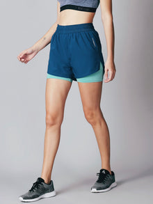 Teal Blue 2-in-1 Run Short